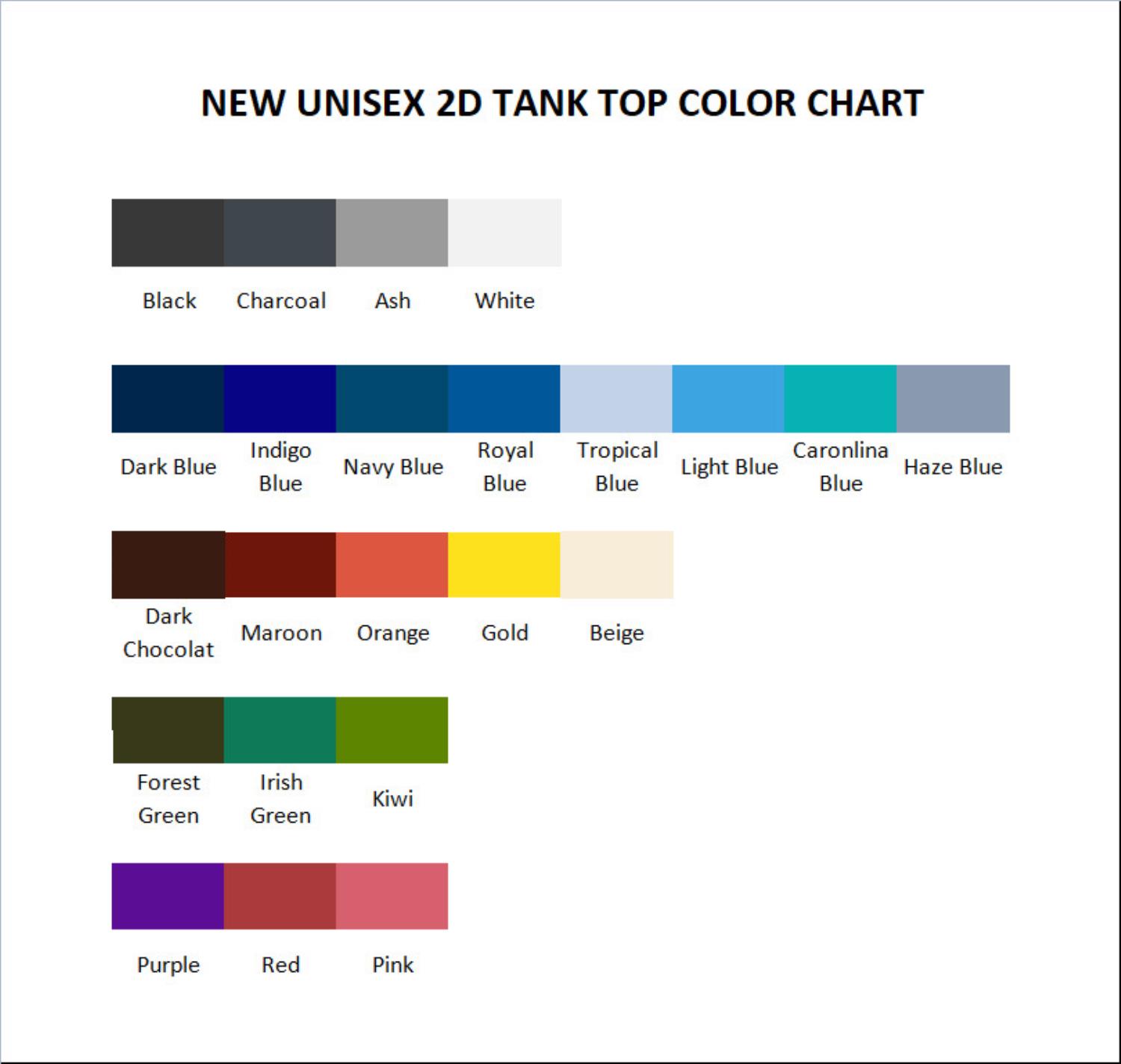 tank top color chart - The Promised Neverland Shop